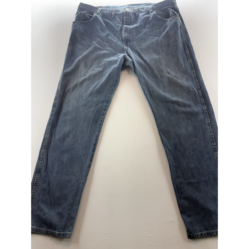 Wrangler Rugged Wear Jeans Mens 46x34 Blue Flex Denim Stone Wash Stretch Relaxed